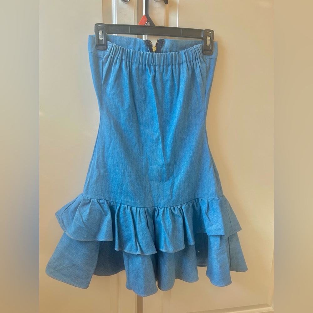 Denim Ruffle Dress - Picture 4 of 5
